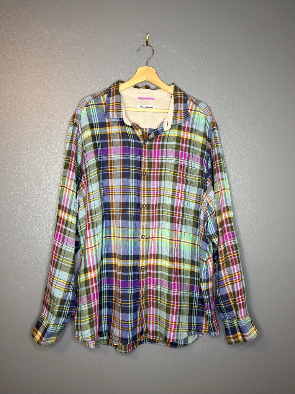 Tommy Bahama Hemsworth Plaid Buccaneer Blue Button up Men’s XXL - Picture 3 of 11